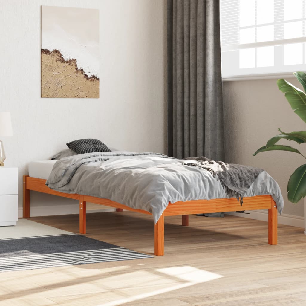 Bed Frame without Mattress Wax Brown 100x200 cm Solid Wood Pine